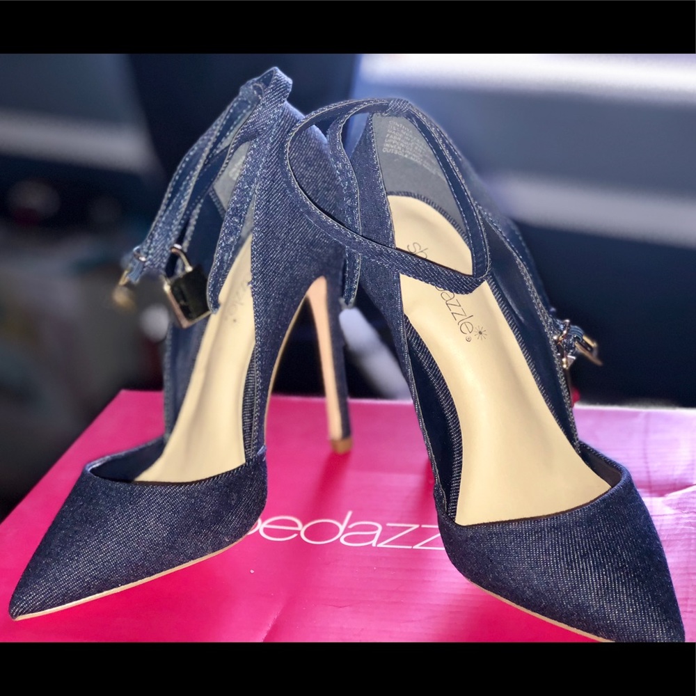 Denim Shoedazzle Ankle Strap Heels